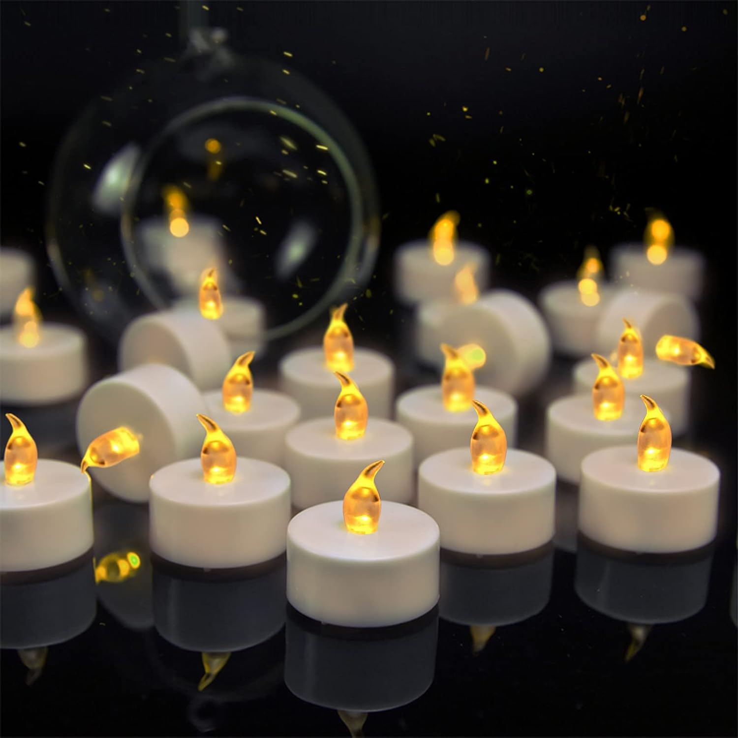 VETOUR 24pcs Tea Lights Candles:Realistic LED Flameless Flickering Operated Tea...