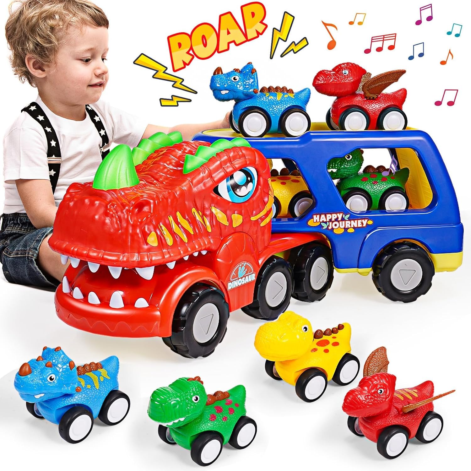 EUTOYZ Dinosaur Truck Toys for 2-4 Year Old Boy, Dinosaur Toys for Boys Toys Age...