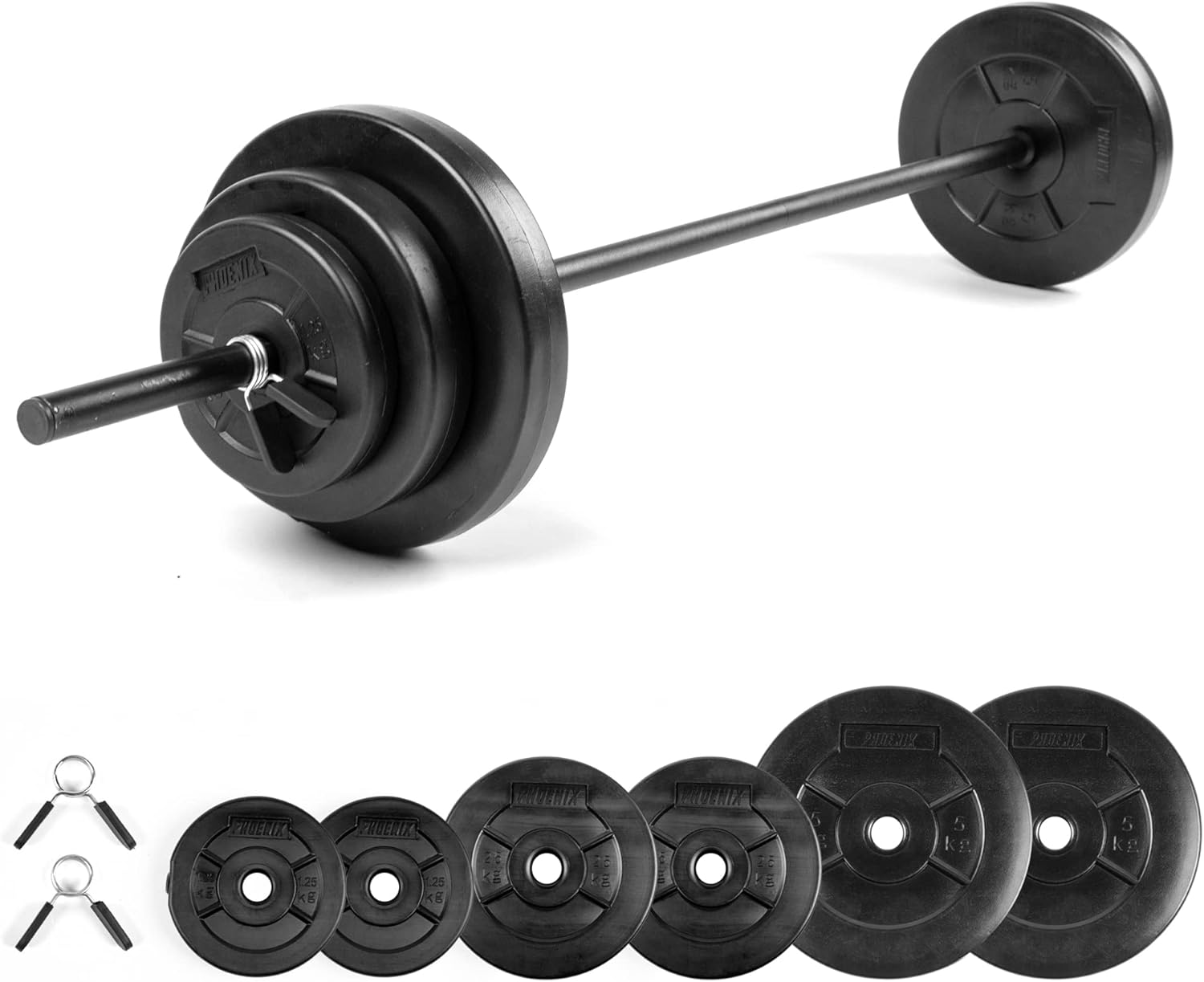 Phoenix Fitness Barbell Weight Set - 20kg Adjustable Barbell Set for Men and Wom...