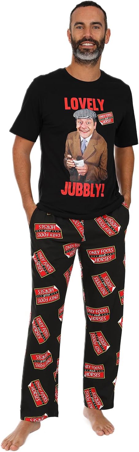 Only Fools and Horses Mens Del Boy Lovely Jubbly Long Pyjama Set Nightwear Loung...