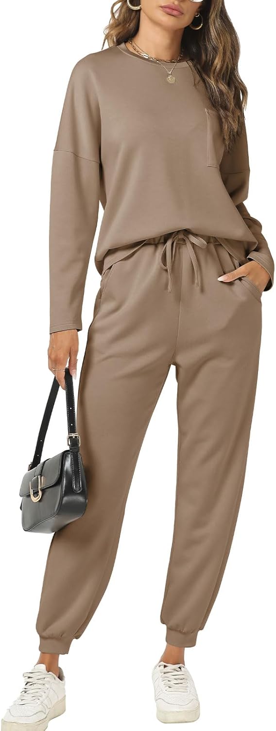 Cakulo Womens 2 Piece Lounge Sets 2024 Fall Outfits Jogger Sweat Pants Set Sweat...
