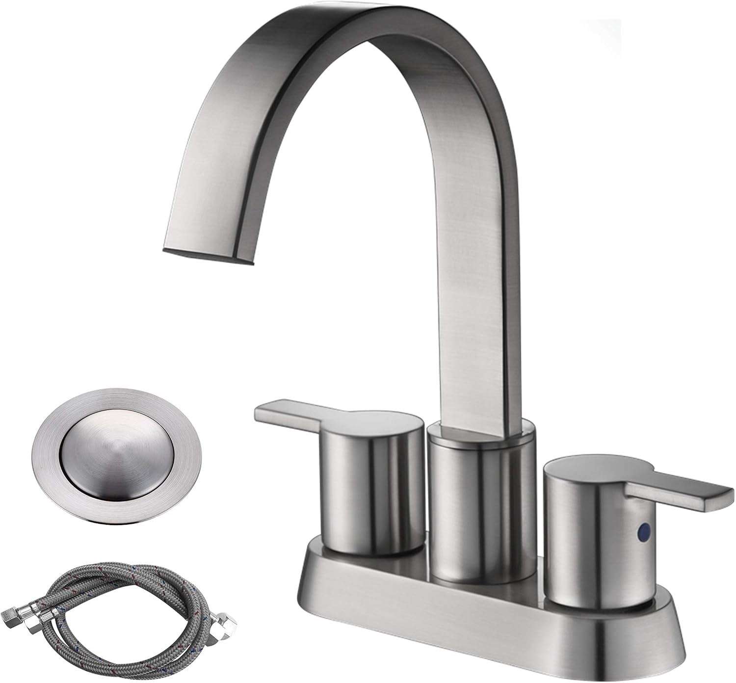 RKF 4 inch Brushed Nickel Bathroom Sink Faucet 2-Handle Centerset Bathroom Fauce...