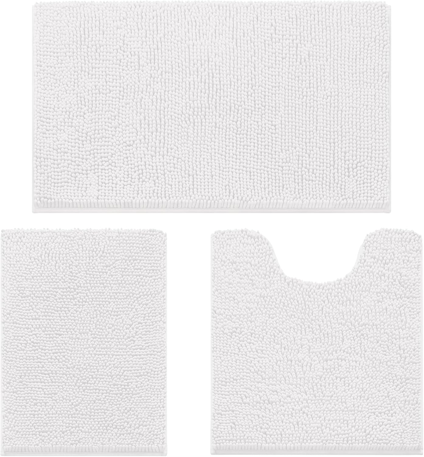 wyewye Bath Mat 3 Piece, Chenille Bathroom Mat, Extra Soft Bathroom mat Non-slip...