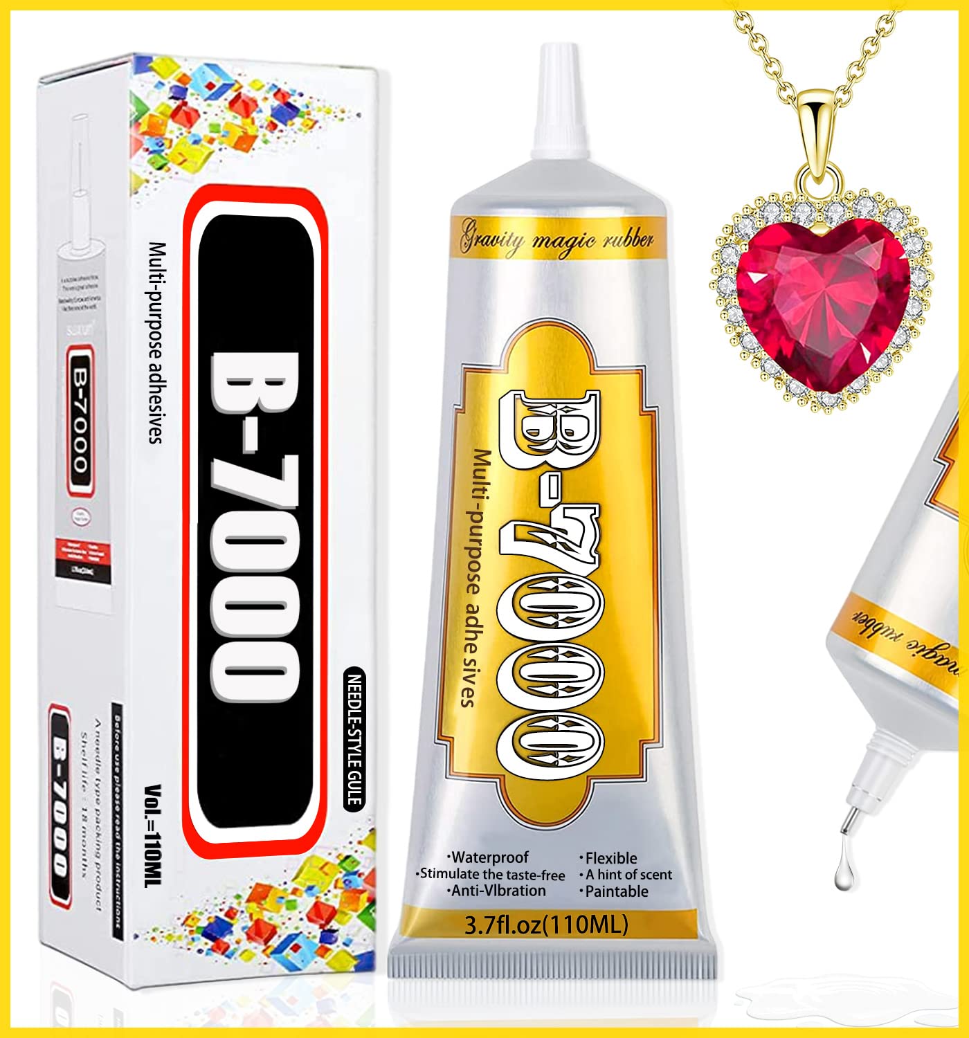 Clear B7000 Jewelry Glue - 110ml/3.7 fl oz Multipurpose Adhesive for Rhinestones...