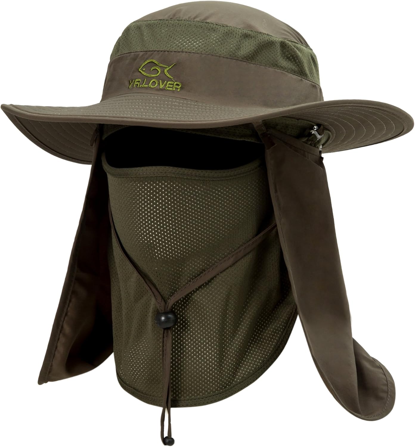 YR.Lover Outdoor UV Sun Protection Wide Brim Fishing Cap with Removable Flap One...