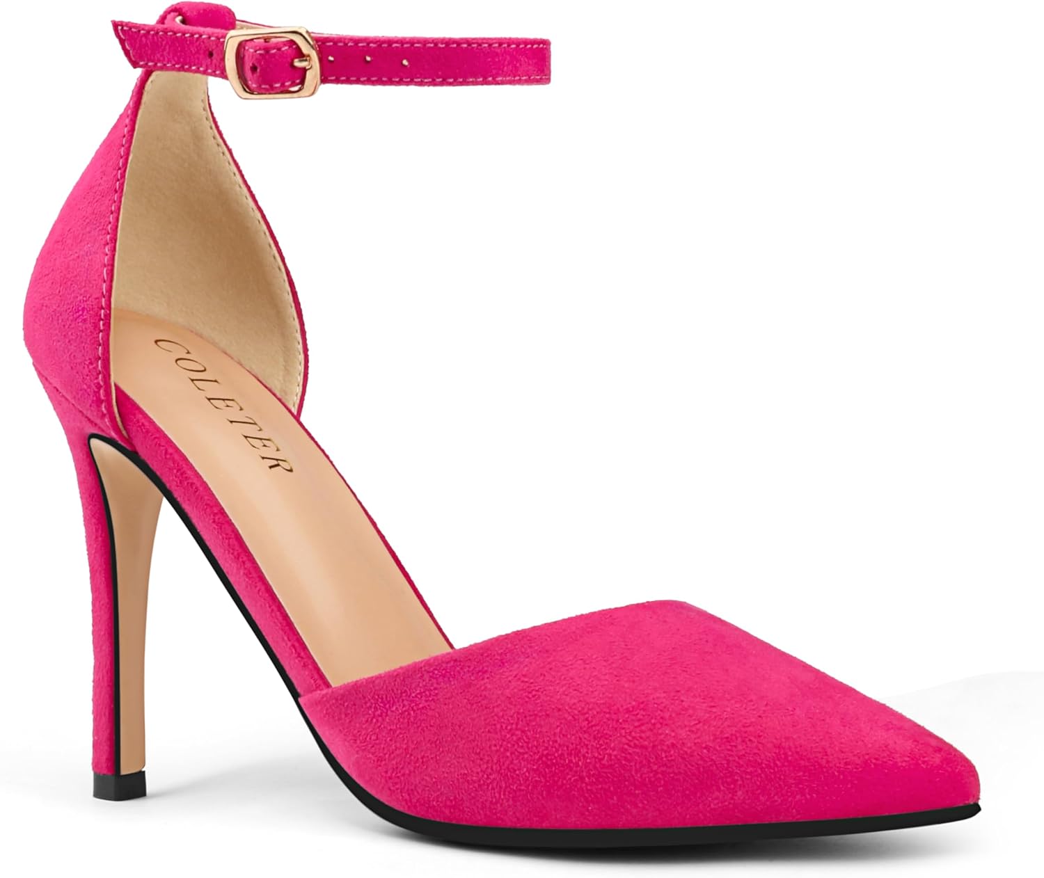 COLETER Women's 4Inch Pumps Pointed Toe Ankle Strap Stiletto Heels Party Wedding...
