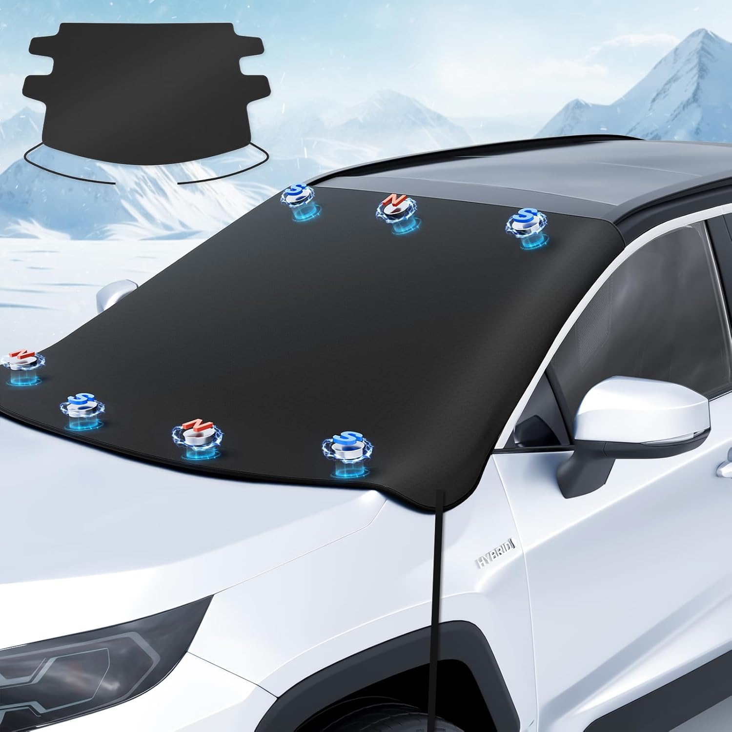 2025 Upgrade Car Windshield Snow Cover for Ice & Snow - 600D Heavy-Duty Magnetic...