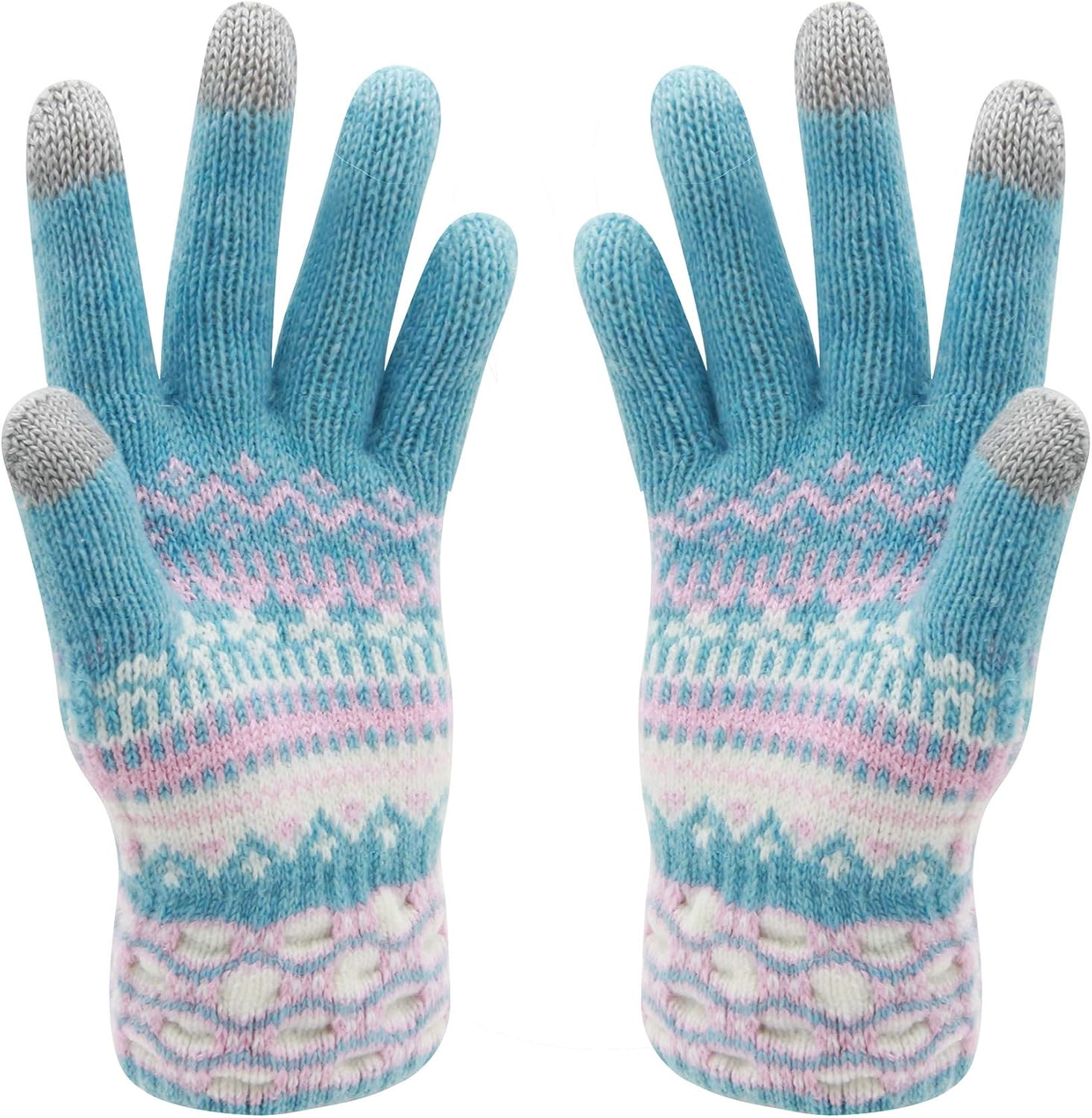 HOTER Christmas Warm Gift! Men Four Snow Flower Print Wool Touch Screen Gloves O...