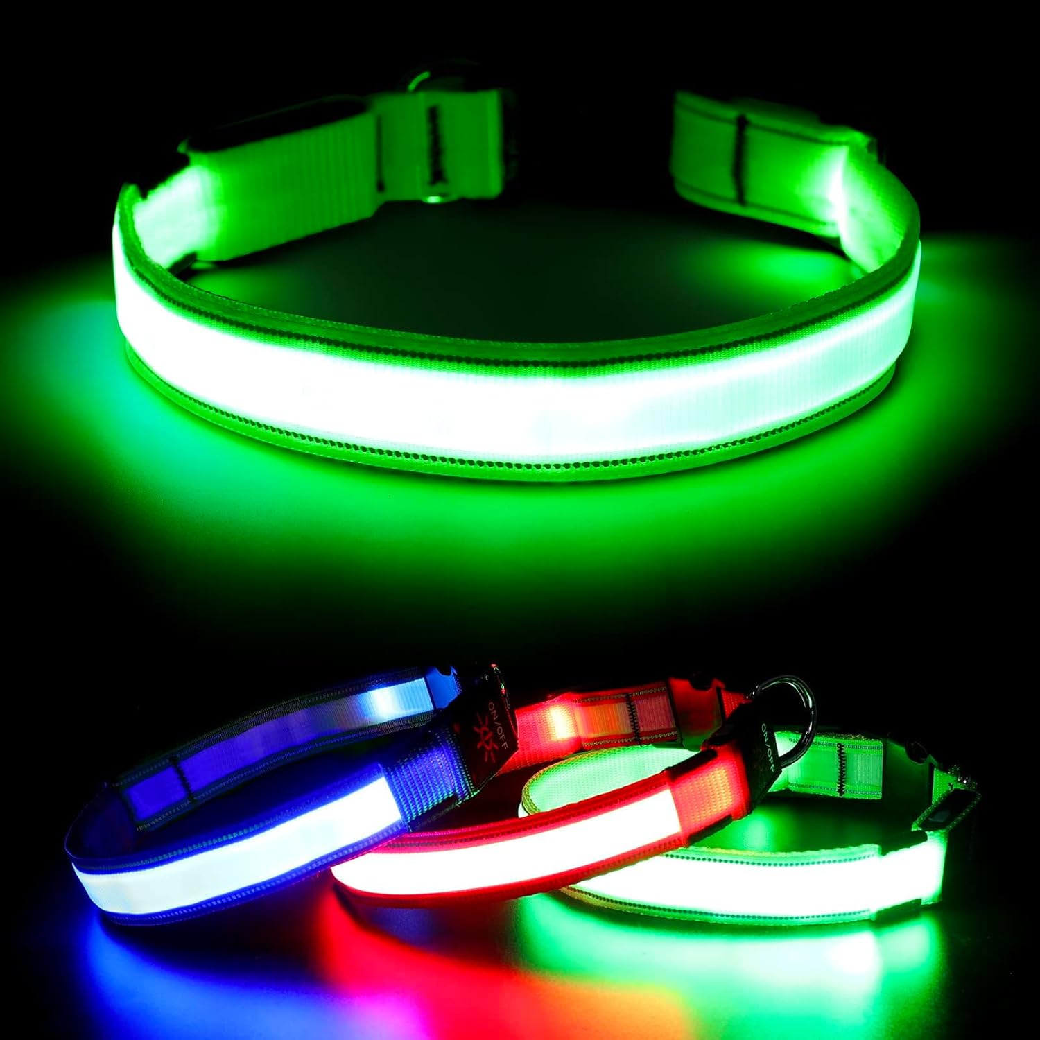 Visinite Light Up Dog Collar Rechargeable,Waterproof Led Dog Collar, Reflective...