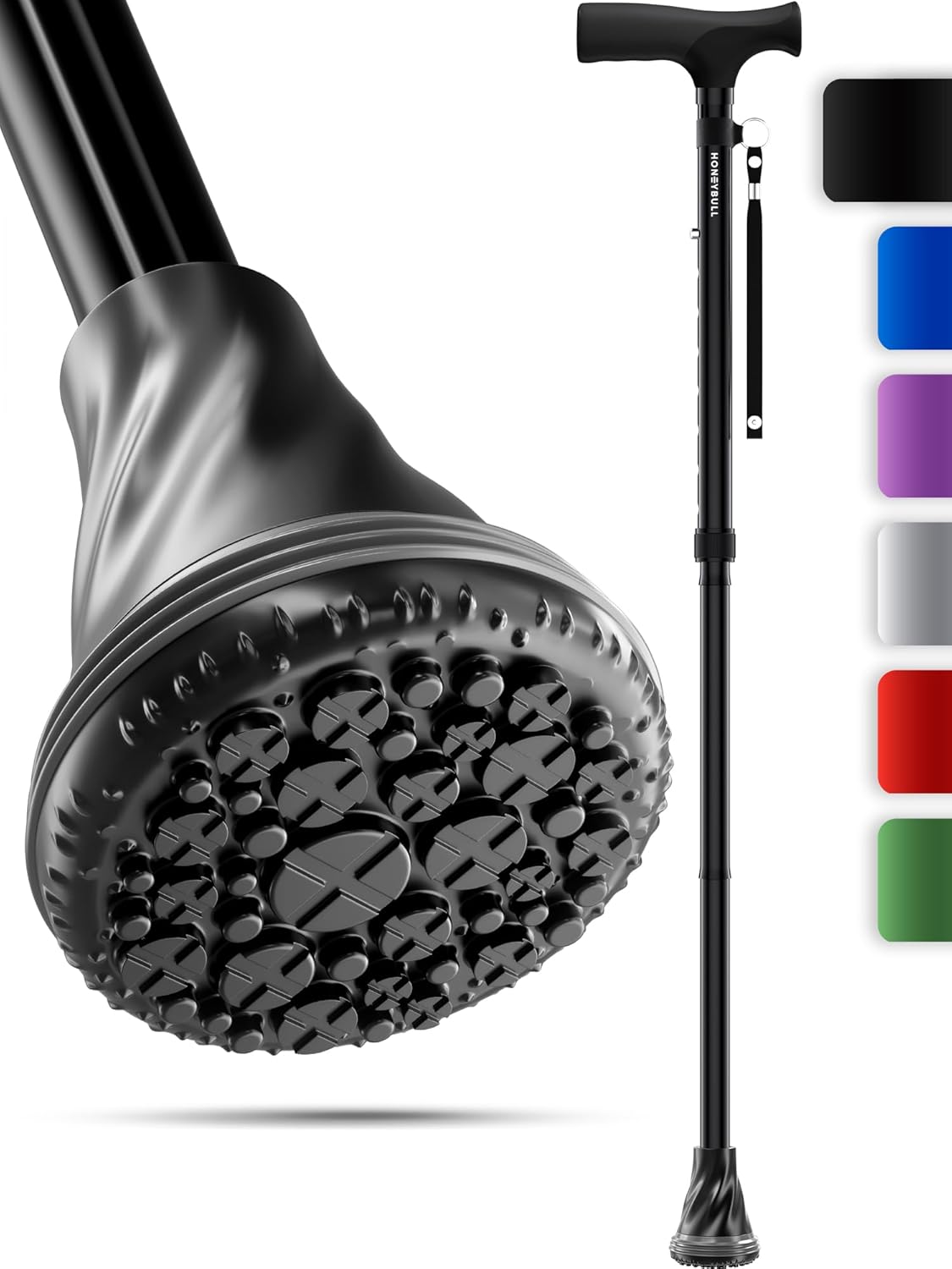HoneyBull Walking Cane | Single Tip Canes for Men & Women, Foldable, Adjustable,...