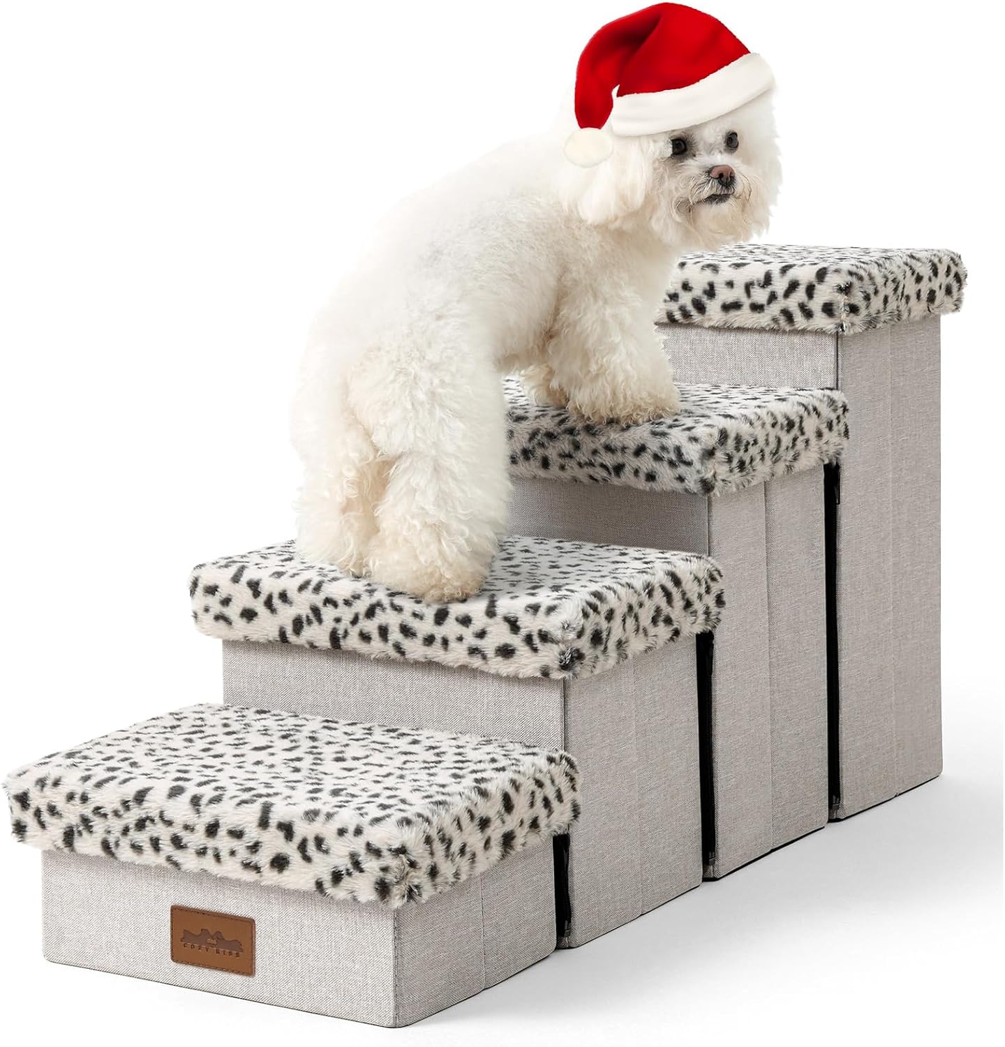 Dog Stair for Small Dogs with Storage, 17.7" H Foldable Pet Step with Soft Leakp...