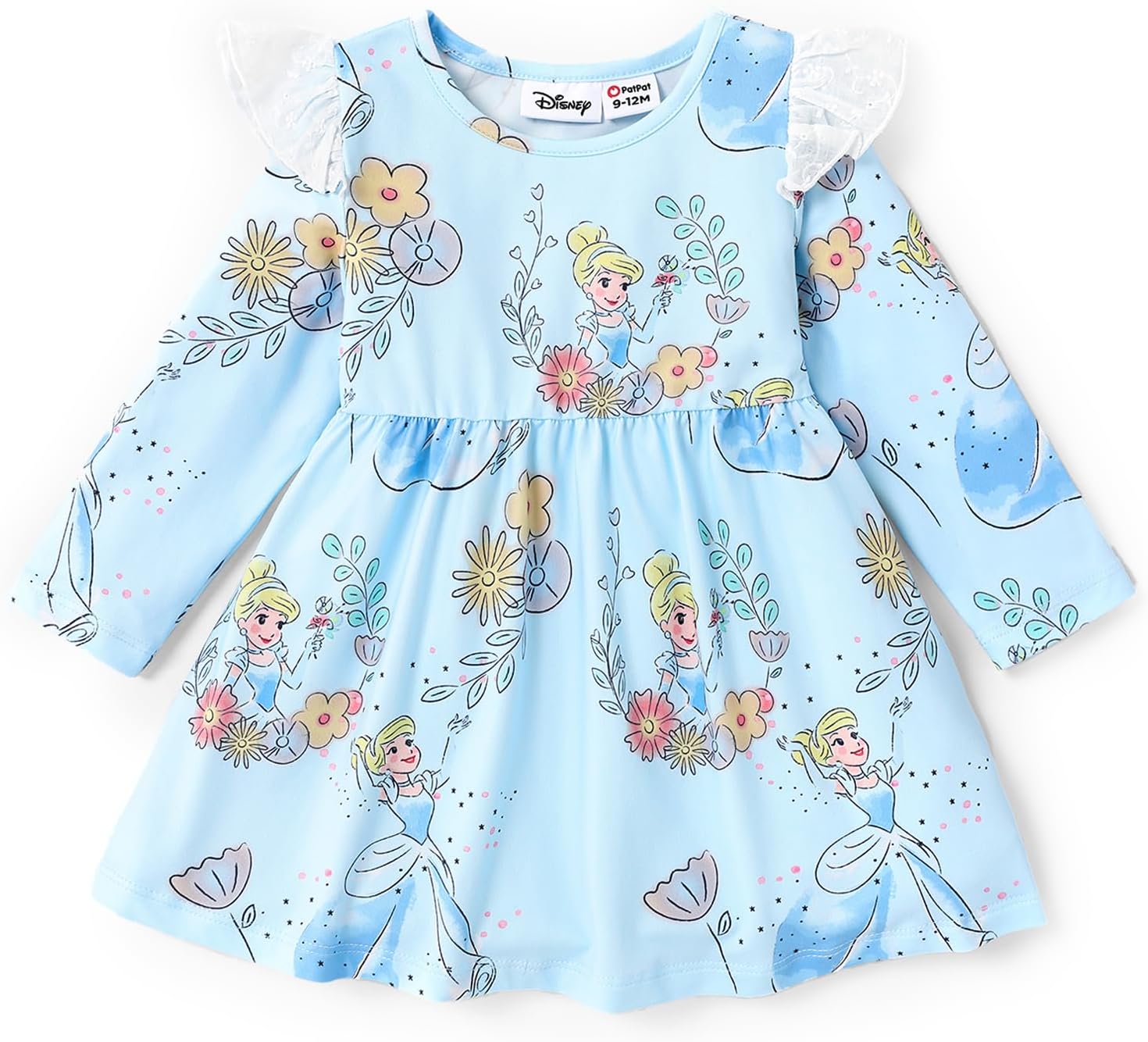 Disney Princess Cinderella Ariel Frozen Elsa Ruffle Sleeve Dress Minnie Mickey M...