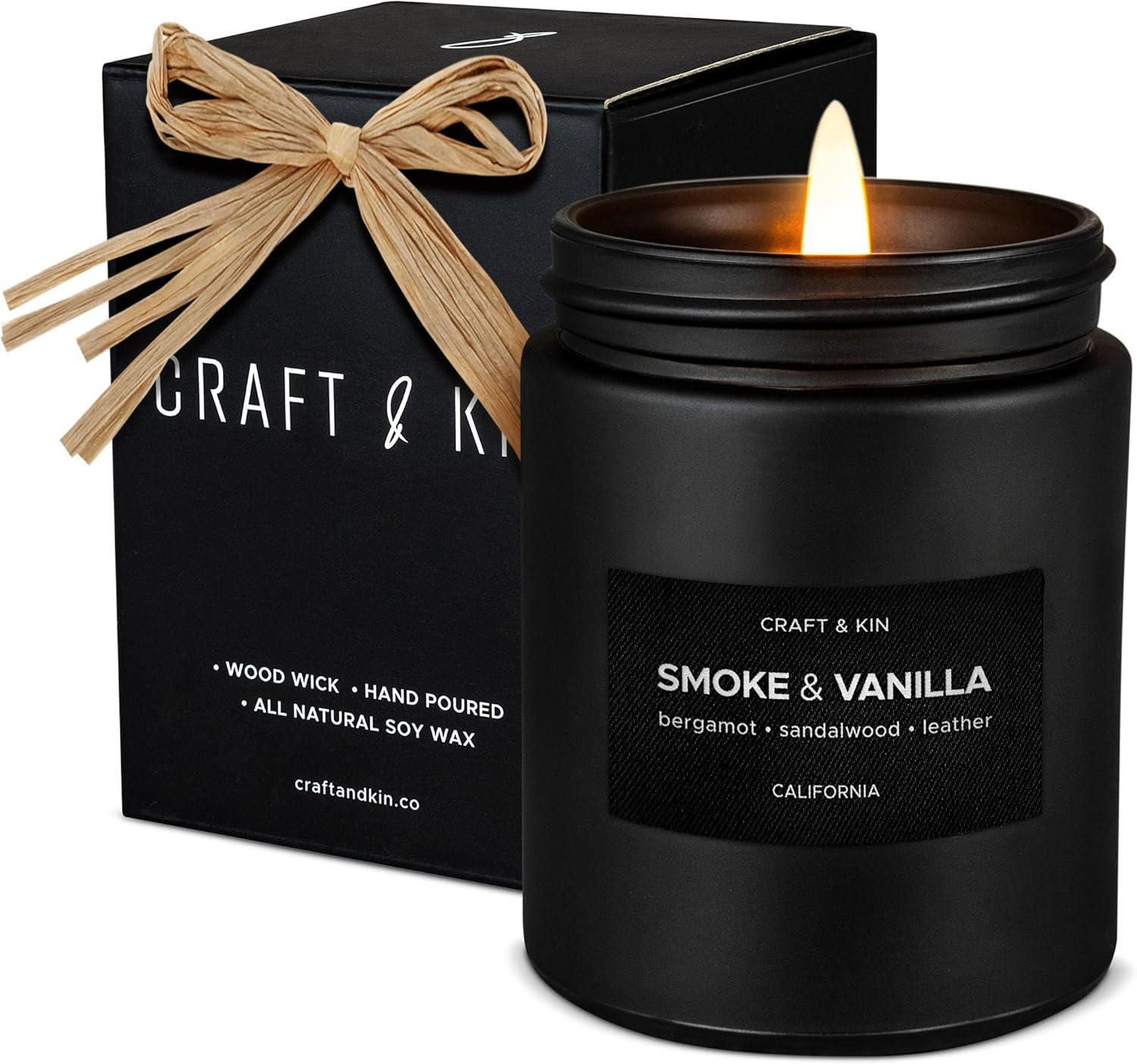 Premium Smoke & Vanilla Candle | Christmas Scented Candles for Men | Holiday Can...