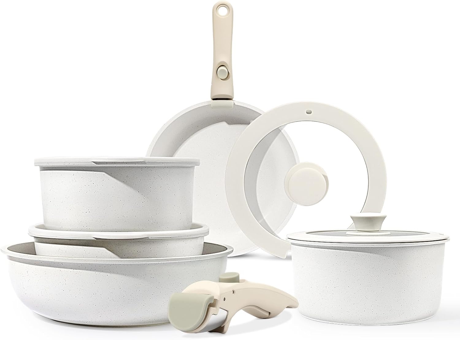 GiPP Pots and Pans Set Non Stick,11PCS Cookware Sets Nonstick Detachable Handle,...
