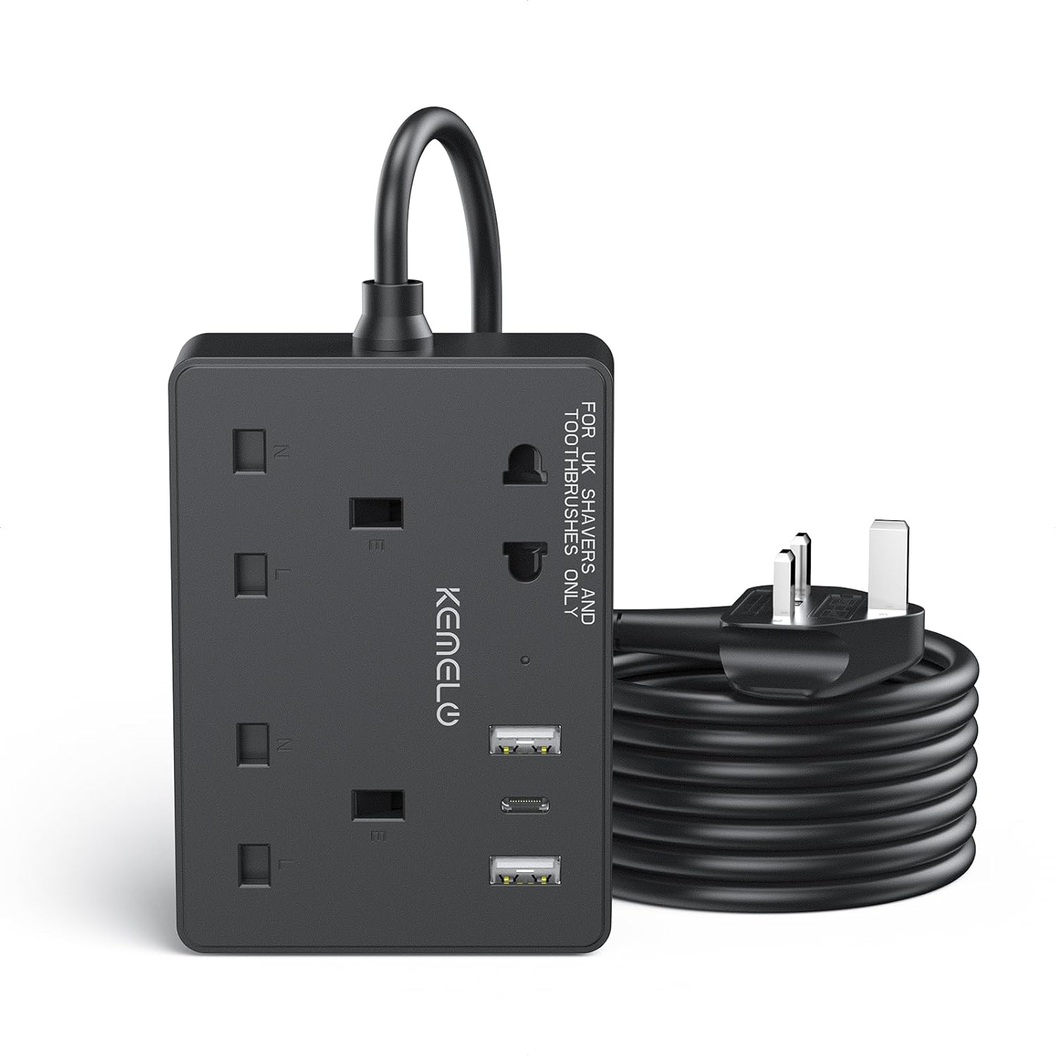 Extension Lead with 3 USB Slots,3 Way Mini Extension Cable（2 13A/3250W UK Socke...