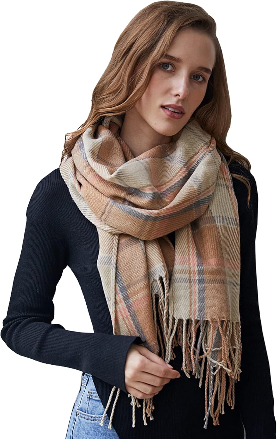 DiaryLook Plaid Warm Blanket Scarf for Winter, Long Ladies Scarves Check Soft, W...
