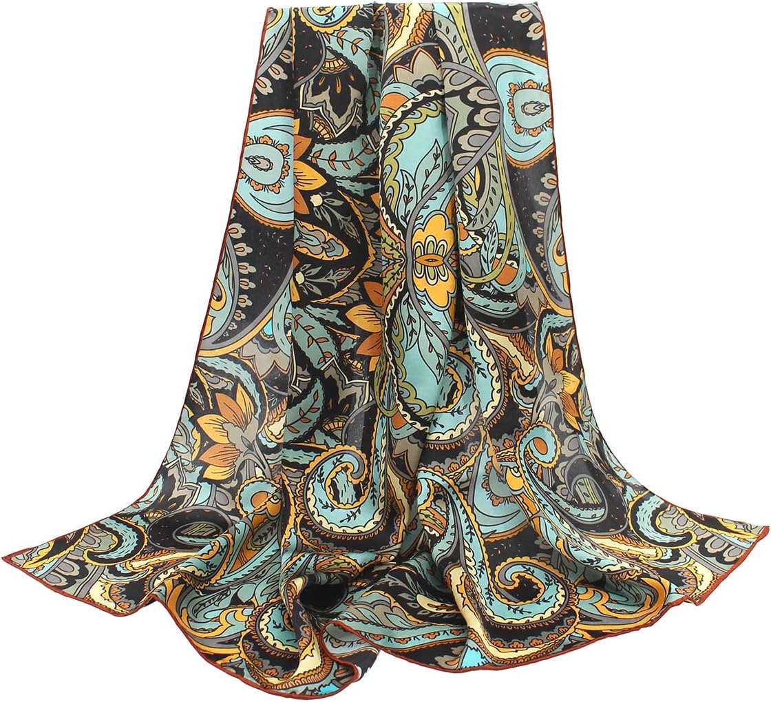 ANDANTINO 100% Silk Scarf 43" Large Square Lightweight Headscarf& Shawl–Women Ha...