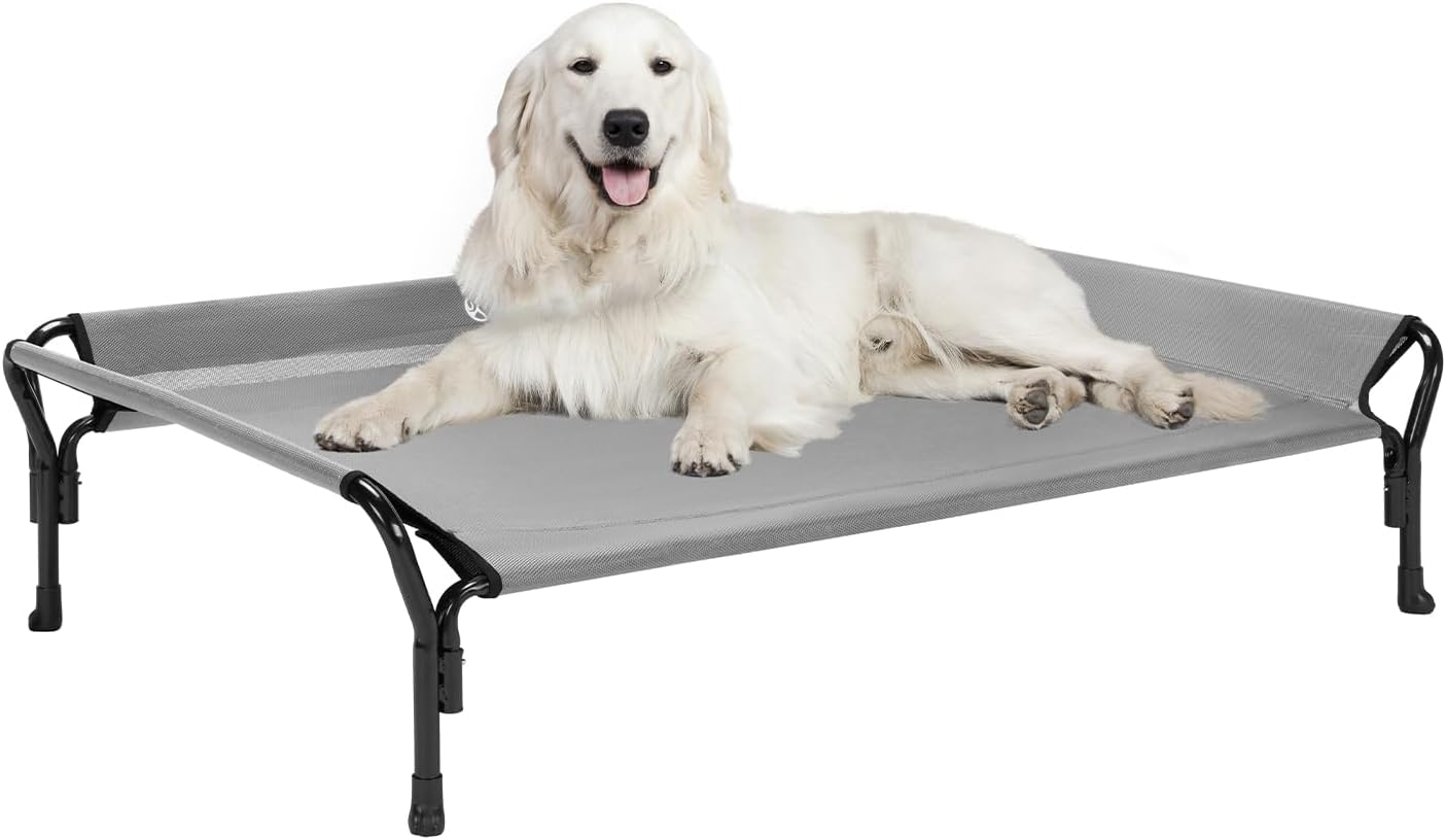 Veehoo Cooling Raised Dog Bed, Guardrail Elevated Dog Bed, Chewproof Dog Bed Fra...