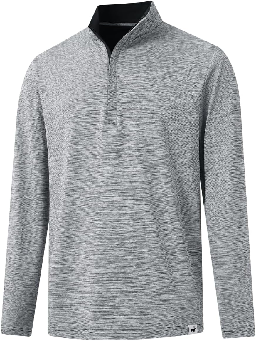 Rouen Quarter Zip Pullover Men Performance Dry Fit Mock Neck Brushed Casual Spor...