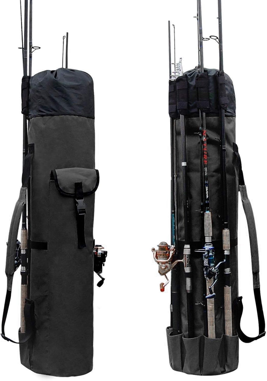 Allnice Durable Canvas Fishing Rod & Reel Organizer Bag Travel Carry Case Bag- H...