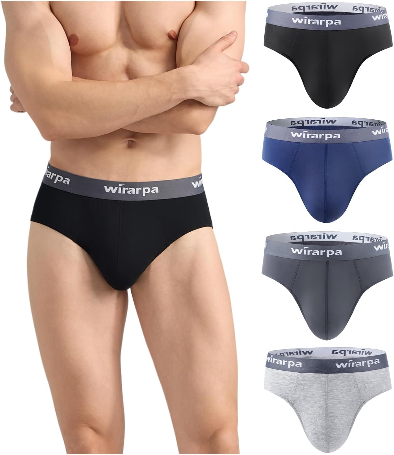 wirarpa Men's Underwear Modal No Fly Briefs Silky Comfortable Underpants 4 Pack...