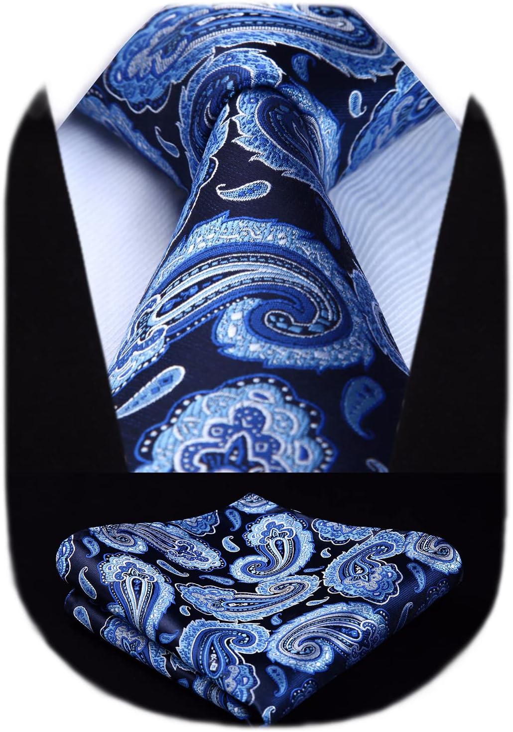 HISDERN Ties for Men Paisley Floral Tie Handkerchief Classic Woven Business Form...