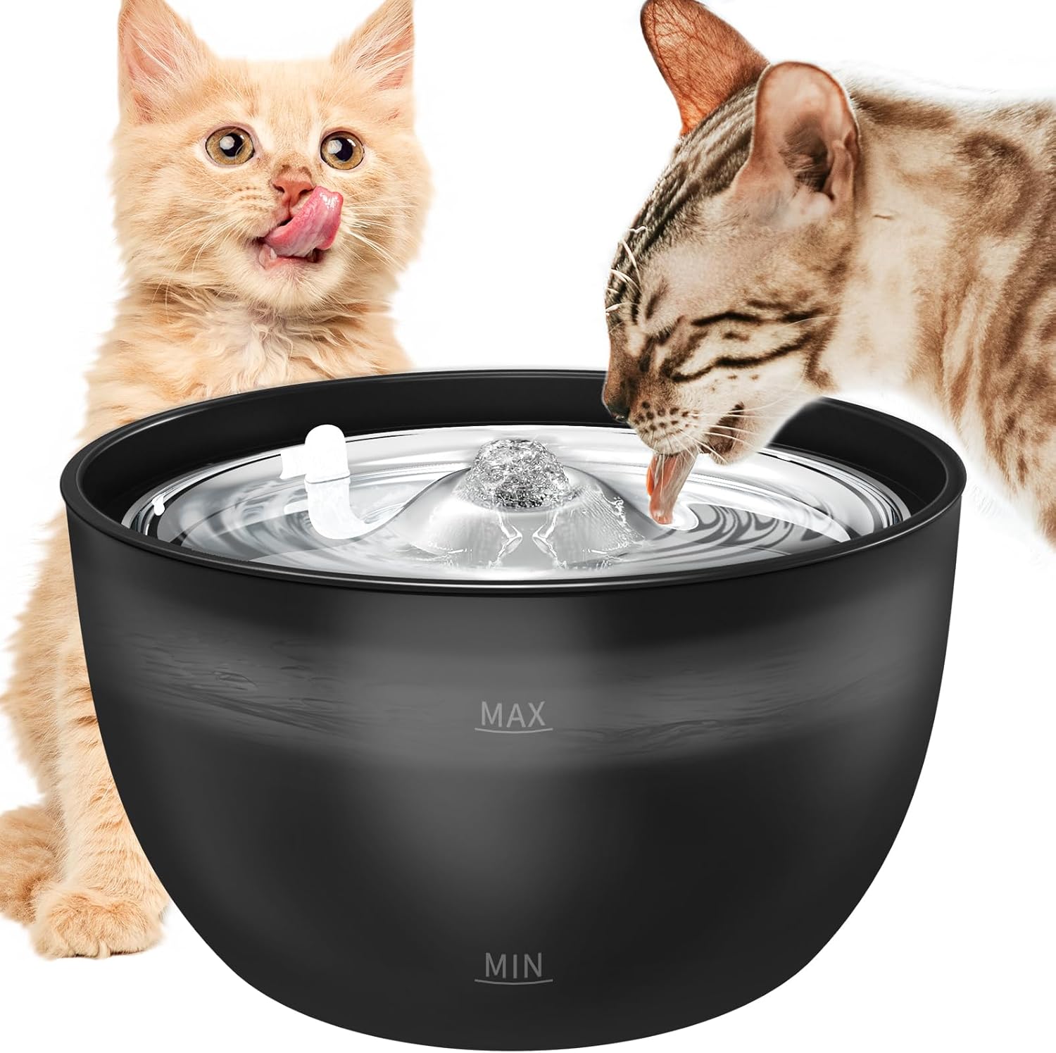 Cat Water Fountain Stainless Steel Tray, 102oz/3L Ultra Quiet Pet Fountain for C...