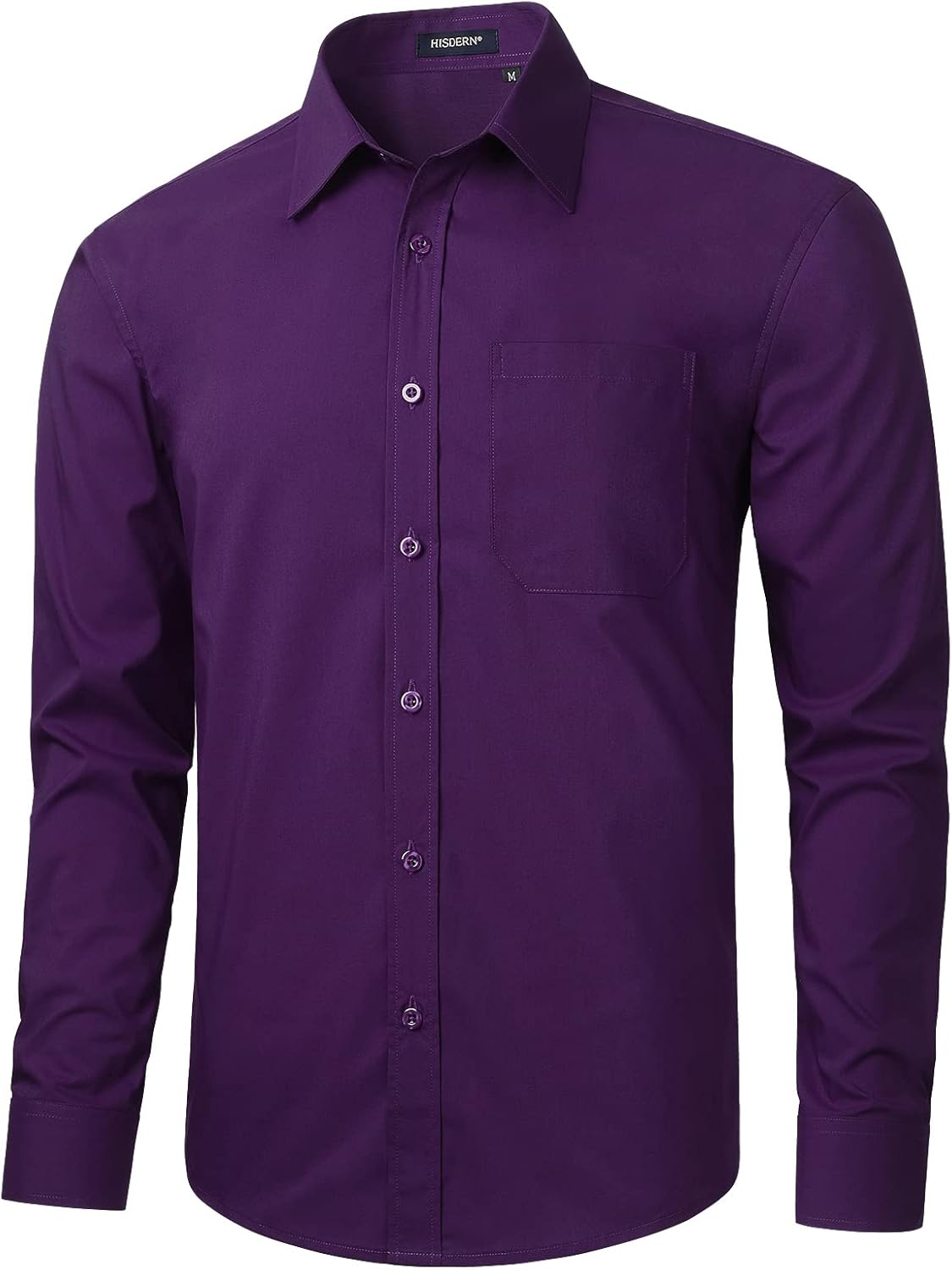 HISDERN Mens Dress Shirts Long Sleeve Button Down Shirts for Men Casual Solid Fo...