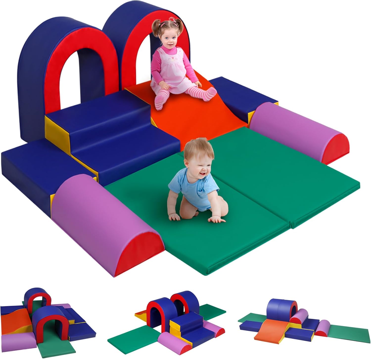 Kinder King Climb and Crawl Activity Play Set, 10-Piece Soft Foam Block for Clim...