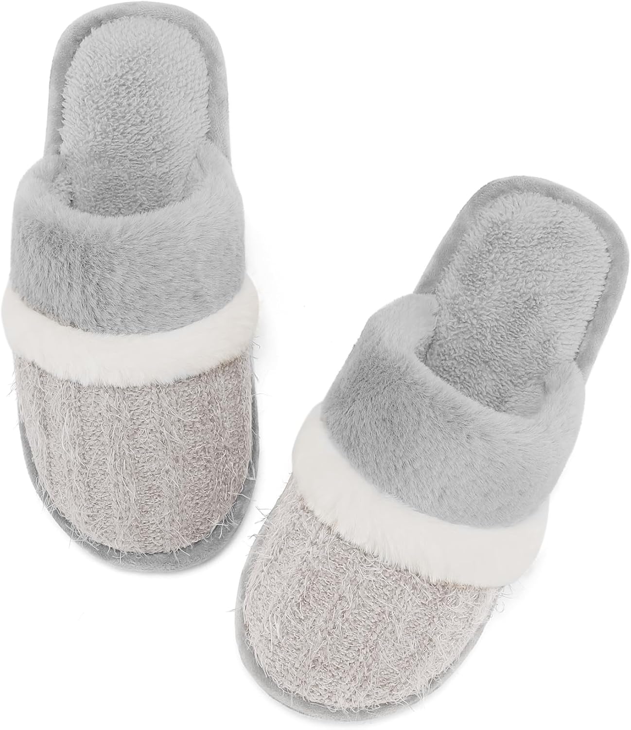 Women's Fuzzy Memory Foam Slippers Warm Gifts Trendy House Slippers Anti-Skid Ru...