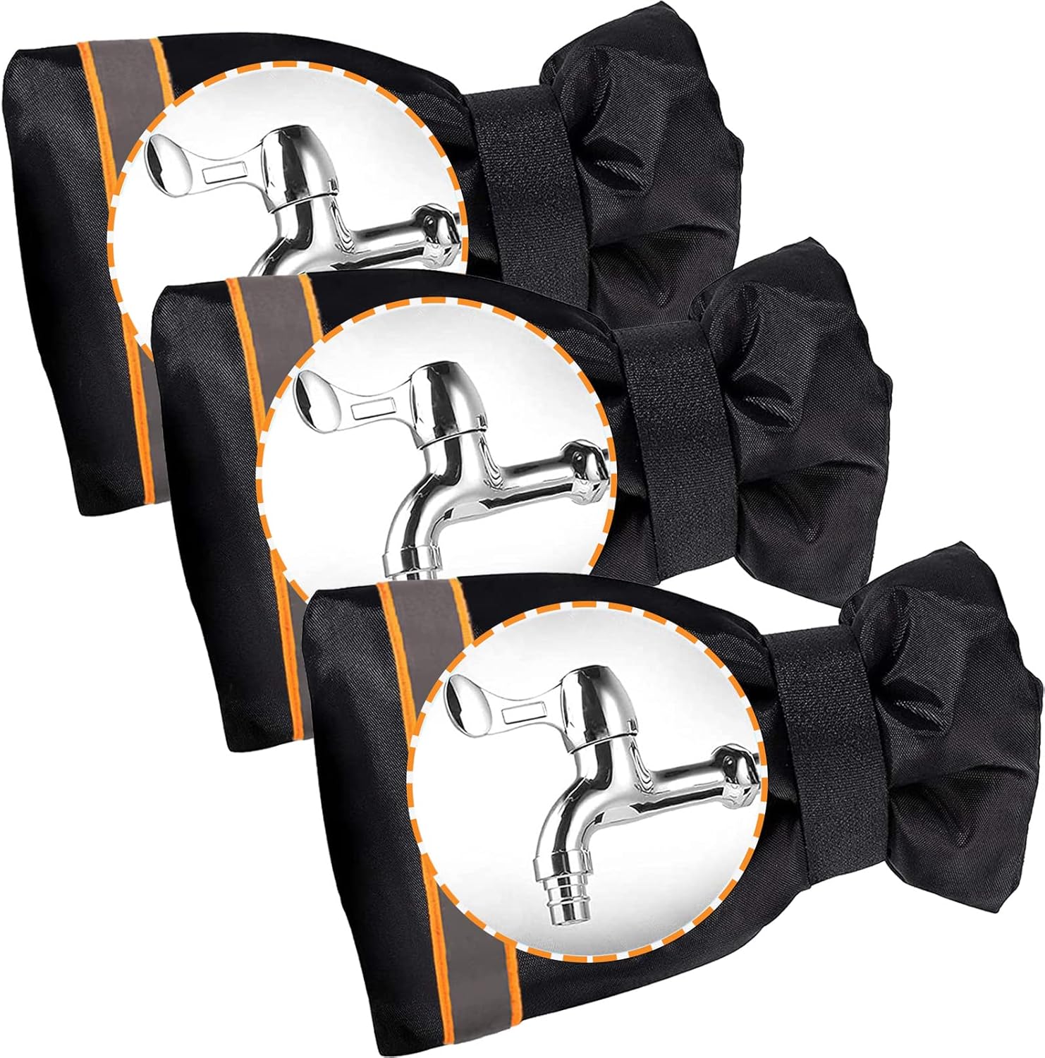 3PCS Large Outside Tap Cover with Reflective Strip, Outdoor Tap Cover for Winter...