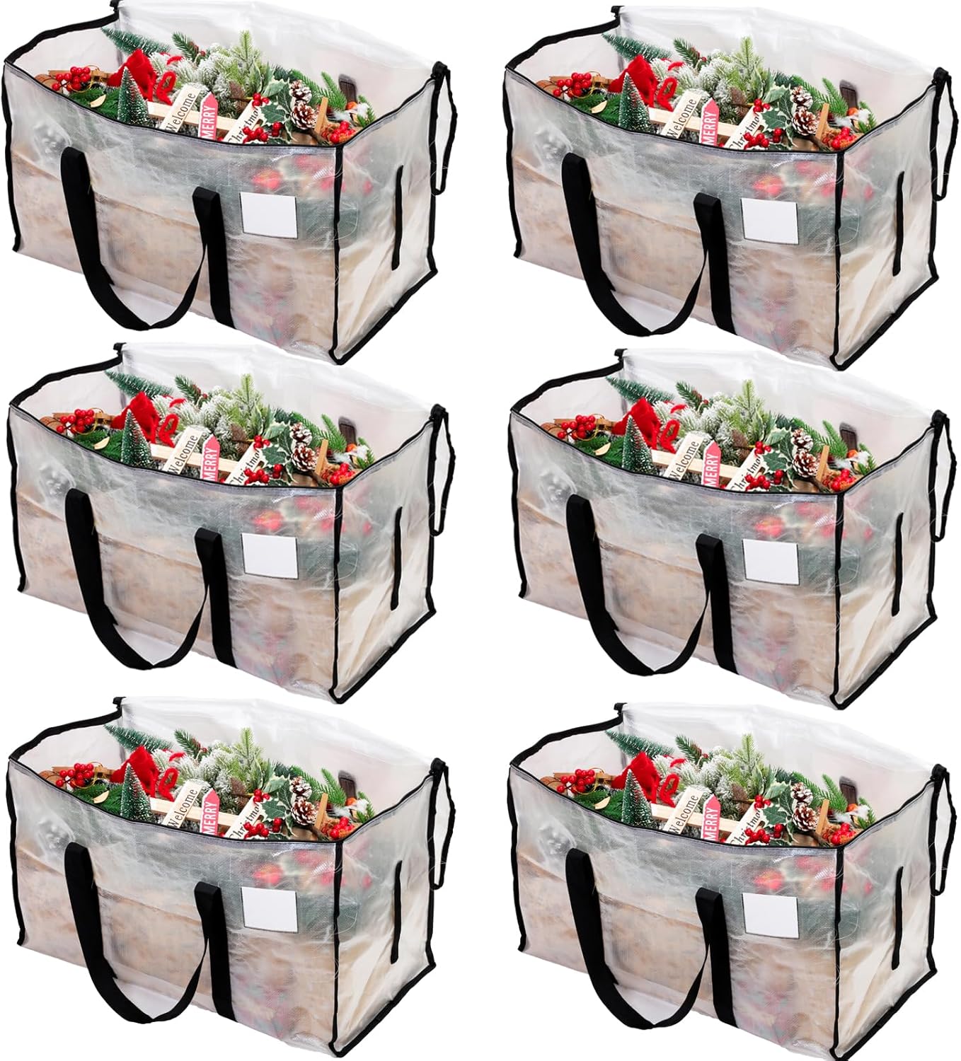 6 Pack Large Clothes Storage Bags with Lids Clear Moving Bags Heavy Duty Moving...