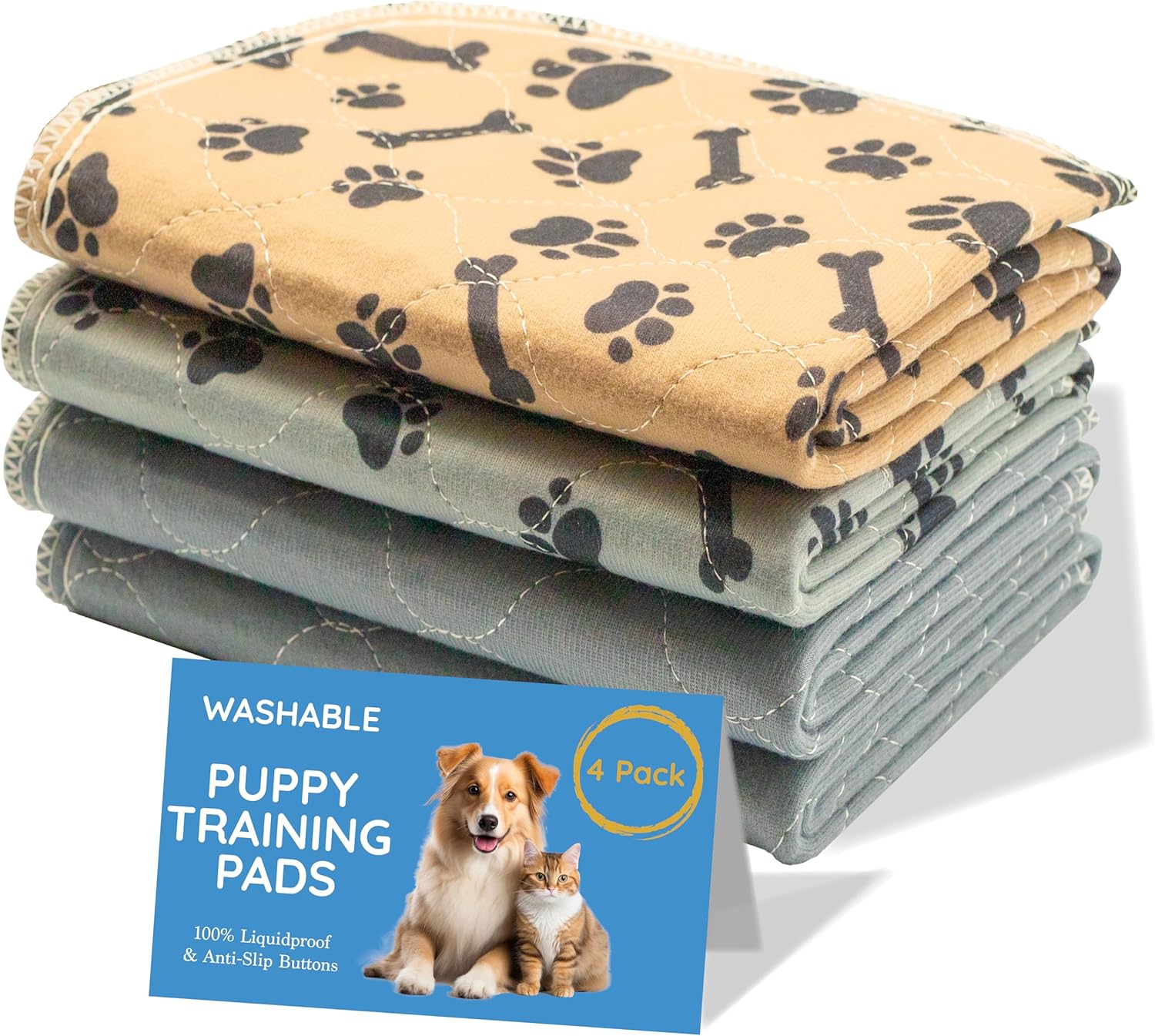 MAGNUS CREATIONS: Reusable Puppy Training Pads, (4-Pack) Washable Dog Pads, Very...