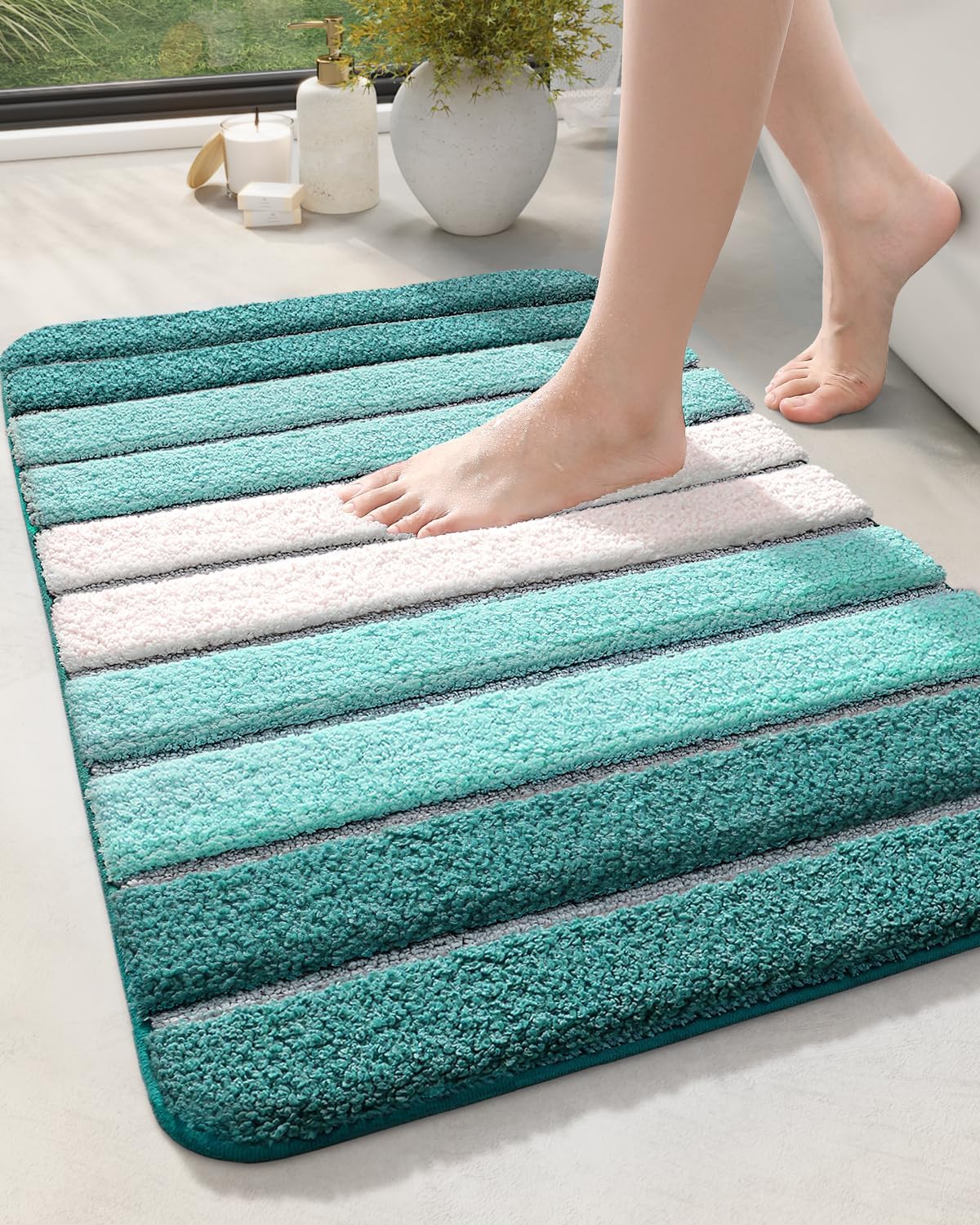 DEXI Bath Mat Bathroom Rug Absorbent Non-Slip Washable Shower Floor Mats Carpet...