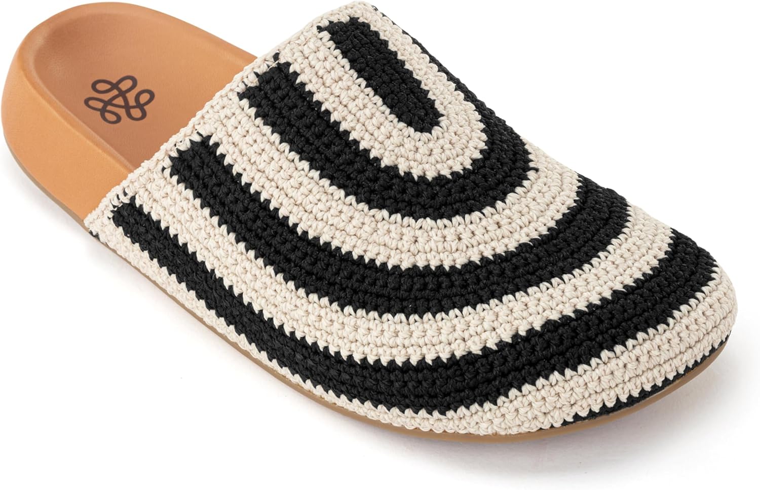 The Sak Bolinas Clog in Crochet and Leather, Slip On Entry 9 Black Stripe