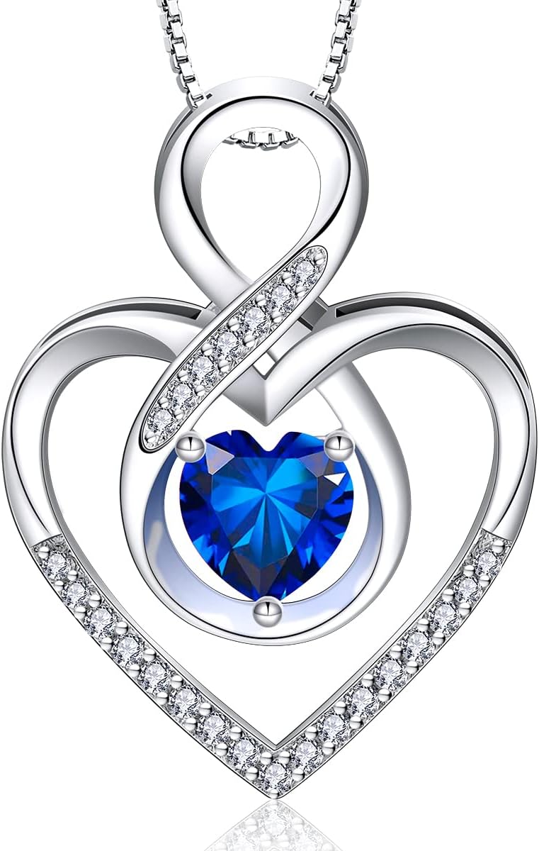 RIVIKO Infinity Heart Symbol Necklace for Women 925 Sterling Silver Dainty Forev...