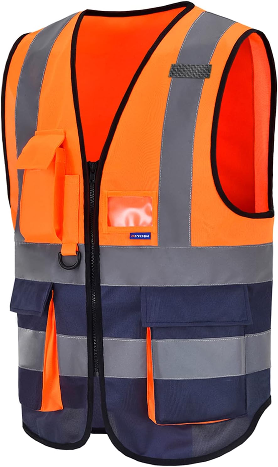 AYKRM 21 colors high Vis vest Zipper Front High Visibility vest Hi Vis Executive...