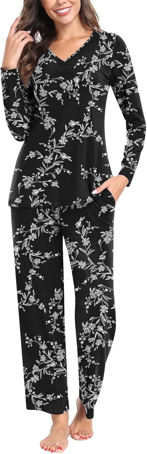 syoss Women's Plus Size Pajama Sets Long Sleeve Sleepwear Soft Comfy Pj Lounge S...