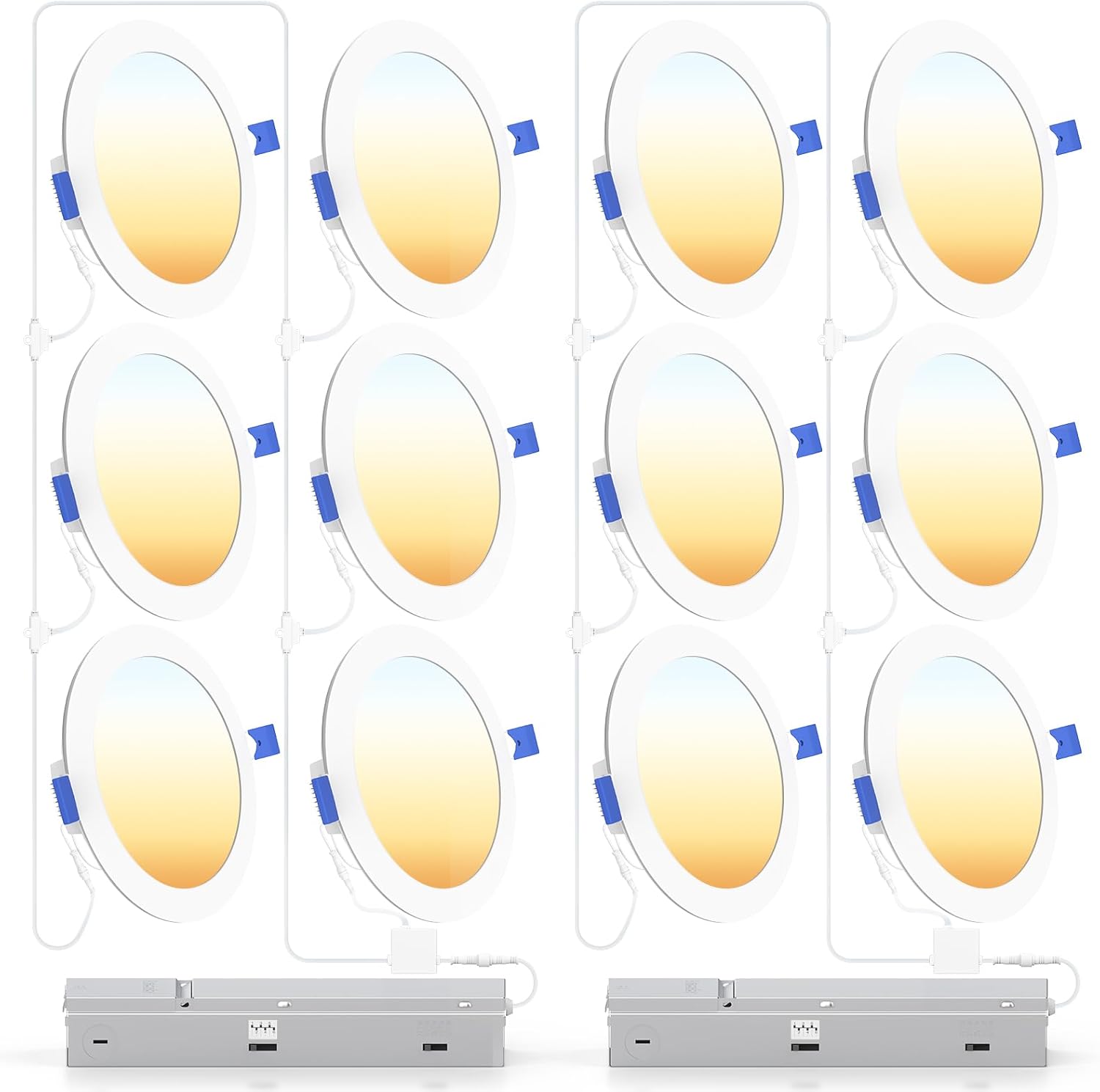 Ensenior 12 Pack 6 Inch LED Recessed Ceiling Light with Central Junction Box Kit...