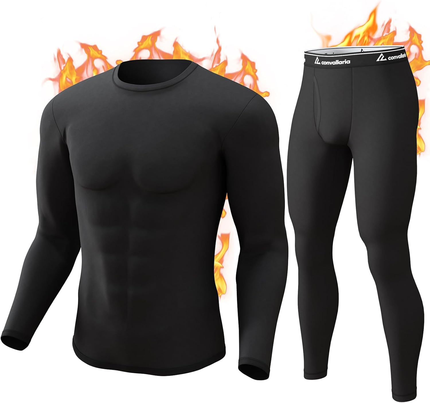 CL convallaria Thermal Underwear for Mens Long Johns for Men Thermal Fleece Line...