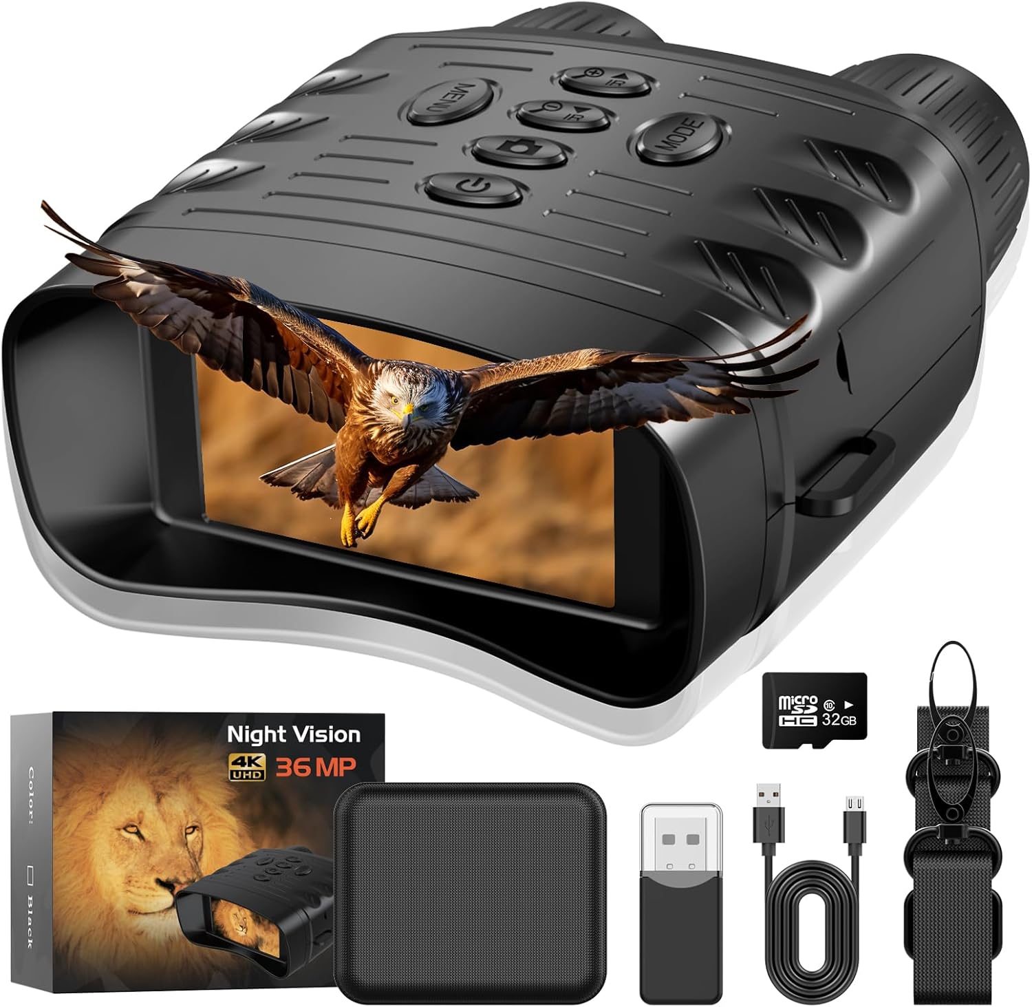 Night Vision Goggles 4K 36MP FHD Binoculars Infrared for Adults Millitary, 3'' L...