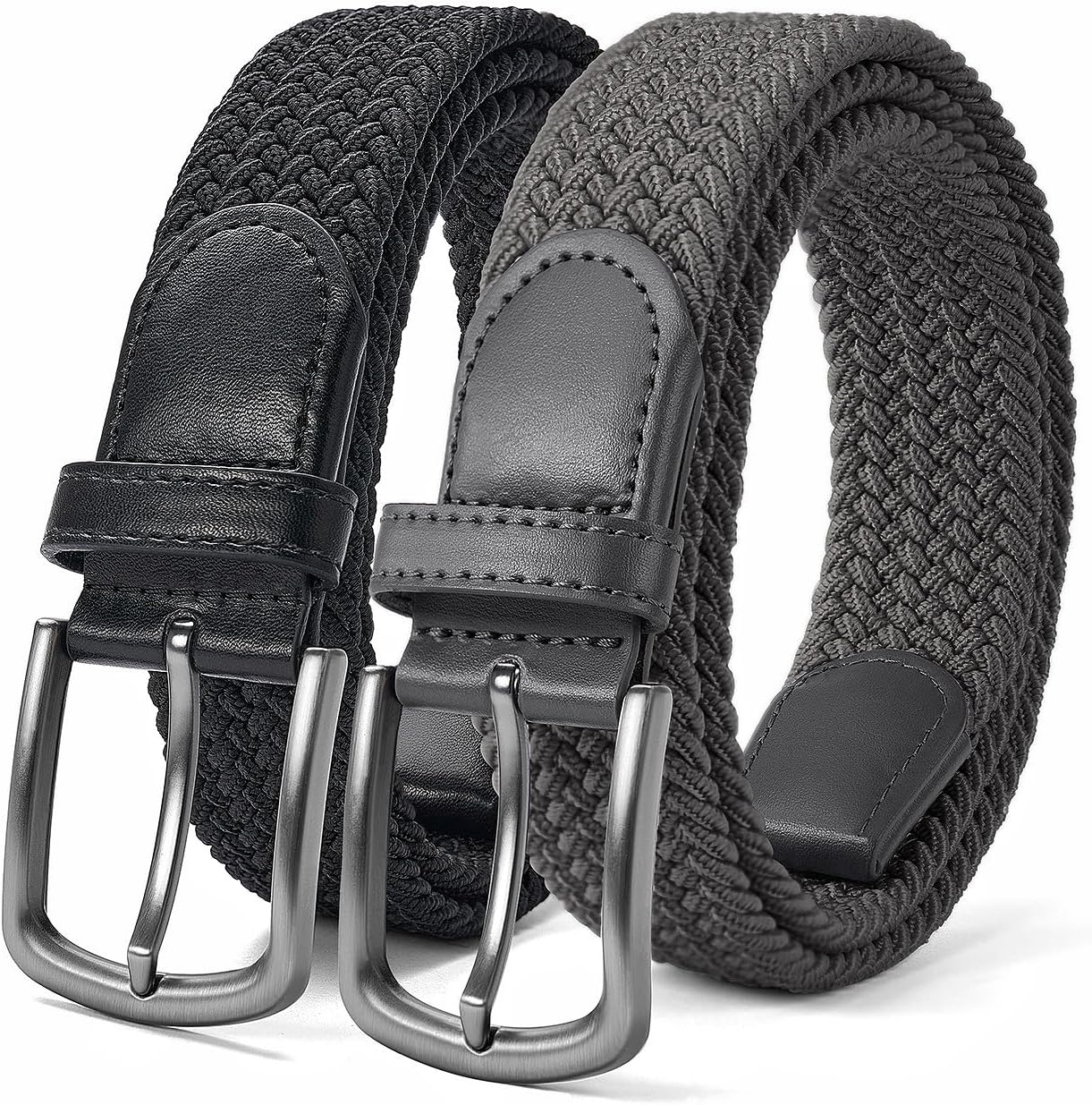 Mens Belt,Elastic Belt Stretch,Braided Woven Casual Belt 1 3/8",With Gif Box. 44...