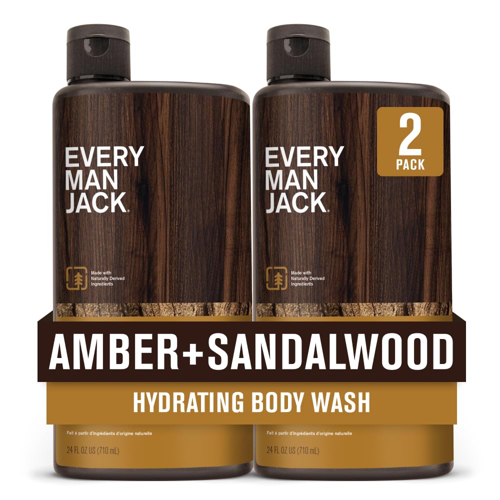 Every Man Jack Amber+Sandalwood Hydrating Mens Body Wash for All Skin Types-Clea...