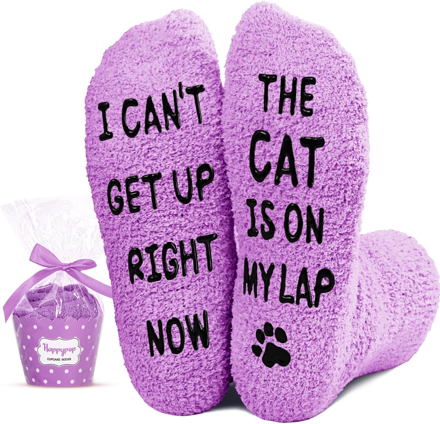 HAPPYPOP Cat Mom Gifts For Cat Lover - Novelty Cat Socks Crazy Silly Fun Purple...