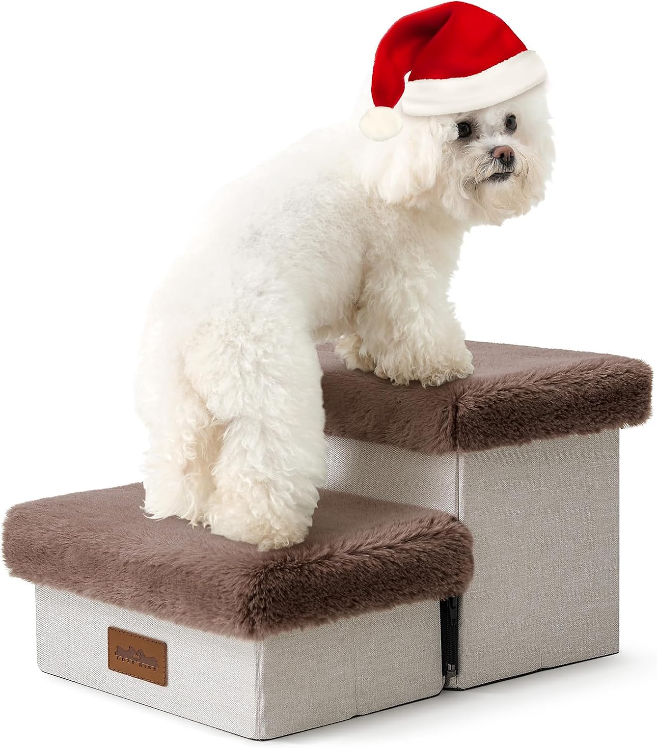 Pet Stair for Small Dogs with Storage, 9.6" H Foldable Dog Ramp with Soft Leakpr...