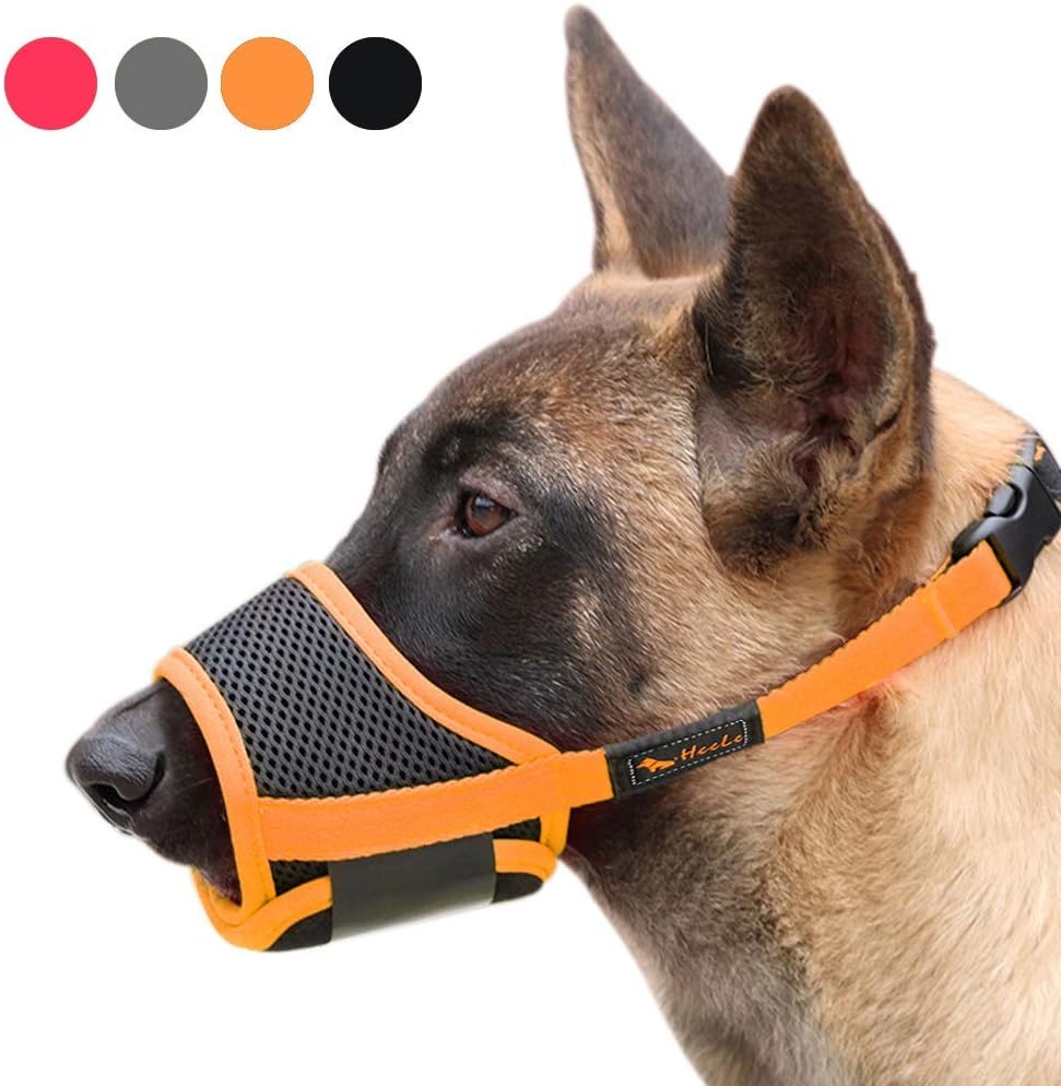 HEELE Dog Muzzles Nylon Mesh Breathable Quick Fit Dog Muzzle with Adjustable Str...