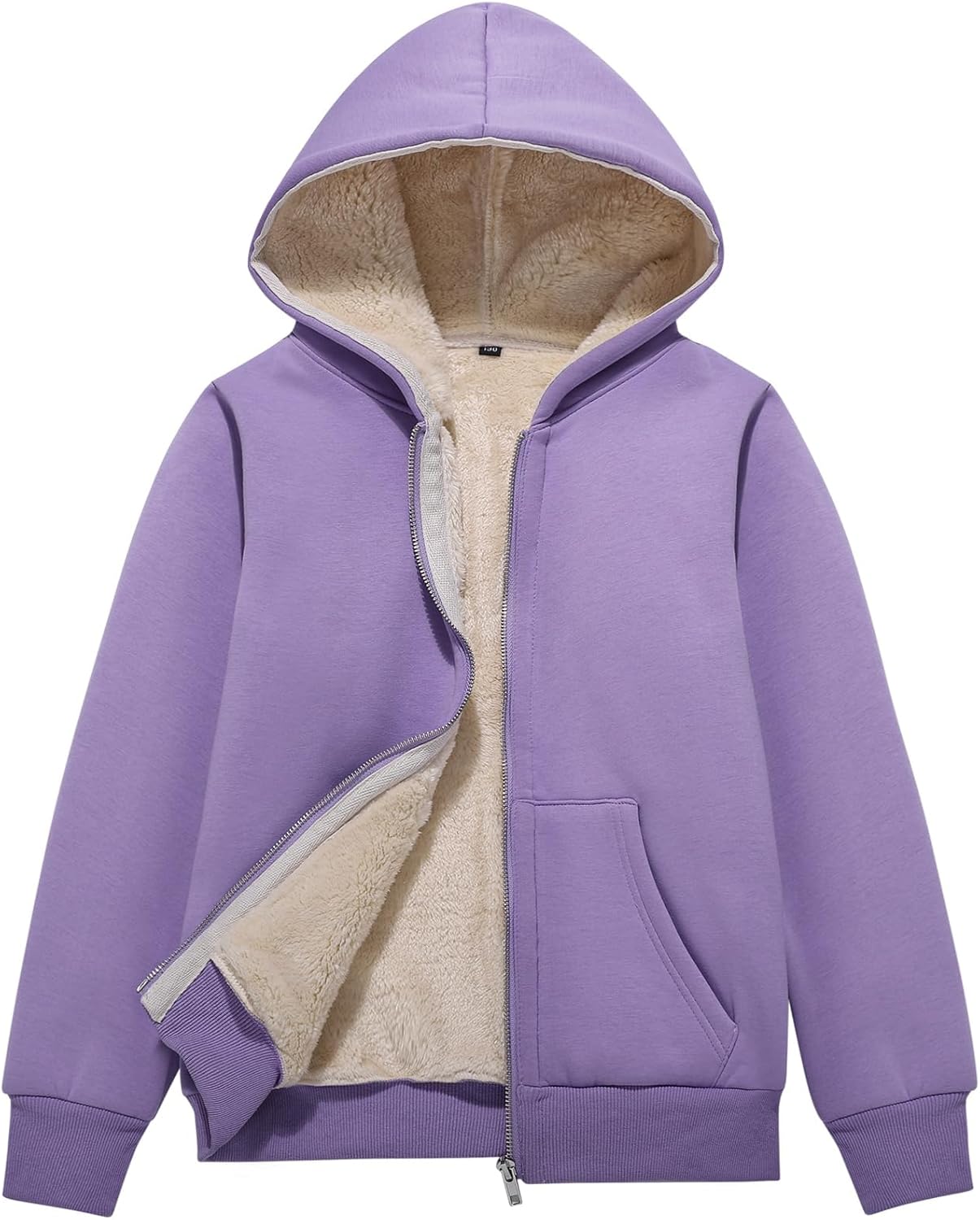 Flygo Unisex Boys Girls Fleece Jacket Hoodie Sherpa Lined Zip Up Hooded Sweatshi...