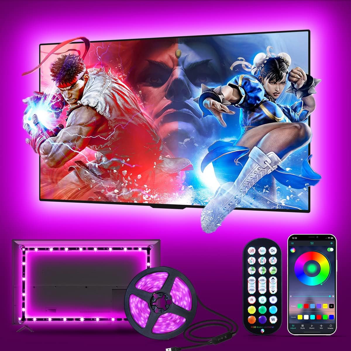 Daymeet Led Lights for TV, 5M Smart LED TV Backlights for 55-85 inch USB TV Moni...