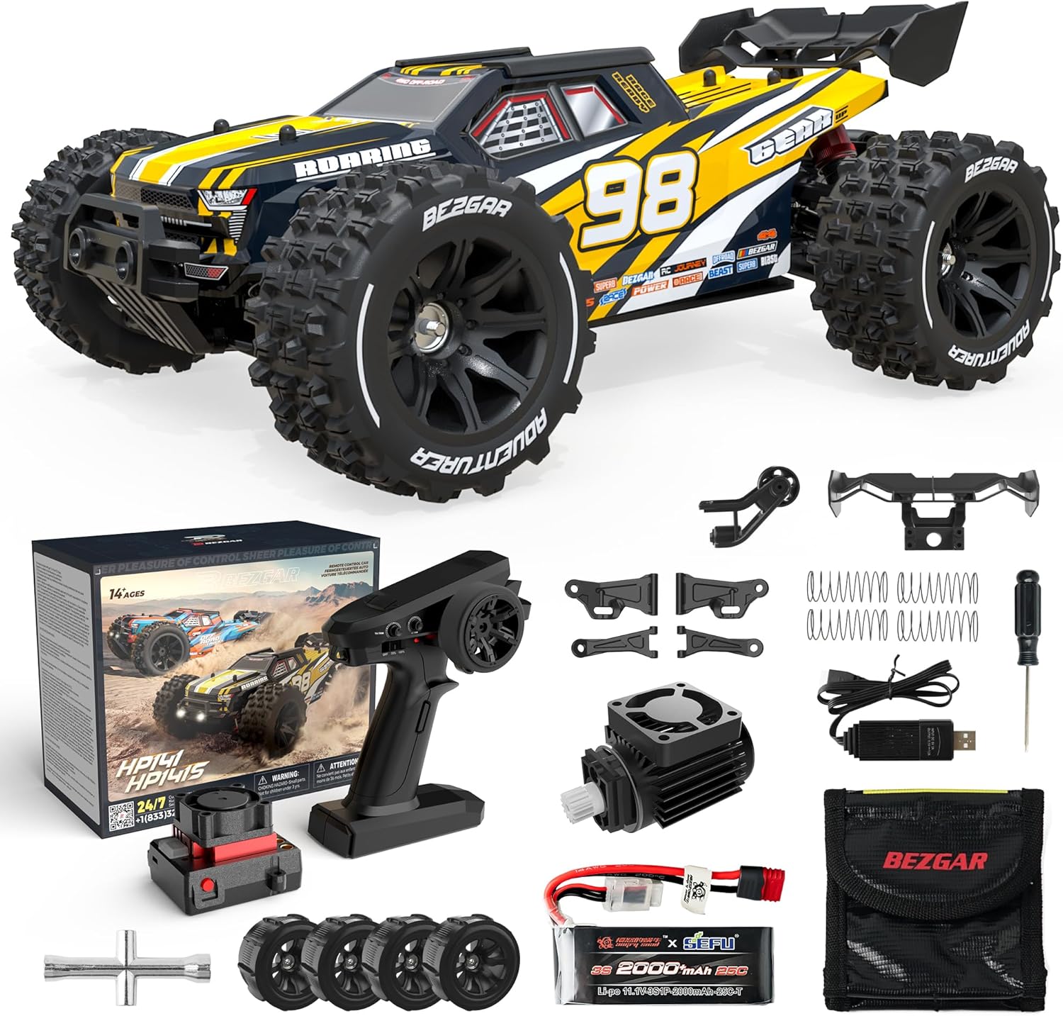 BEZGAR HP141S Fast RC Cars 50MPH - 1:14 Scale Remote Control Cars for Adults, RC...