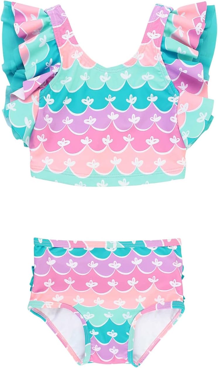 RuffleButts Baby/Toddler Girls Cropped 2-Piece Sleeveless Tankini Swimsuits with...